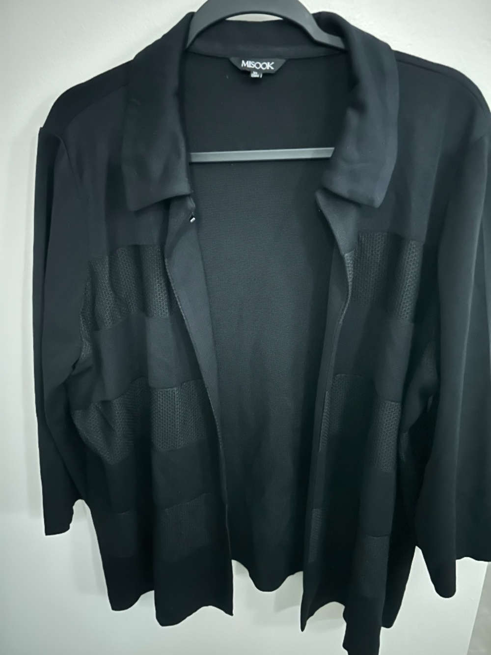 MISOOK XL black open front NWOT luxury sleek knit women cardigan jacket EZ care